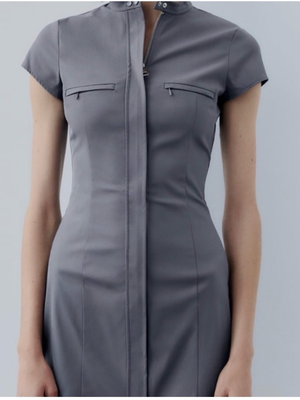 Zara Streamlined pocket grey dress